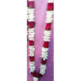 Chrysanthemum & Red Rose Garland – 30-Inch Fresh Flower Garland
