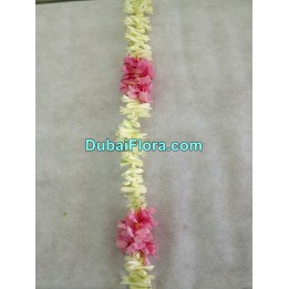 Fresh White Tuberose and Pink Oleander (Arali) Flower Strings