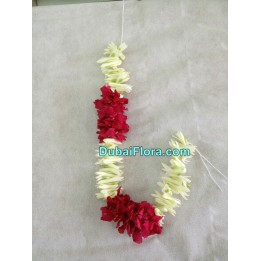 Fresh White Tuberose and Red Oleander Flower Strings Per Meter
