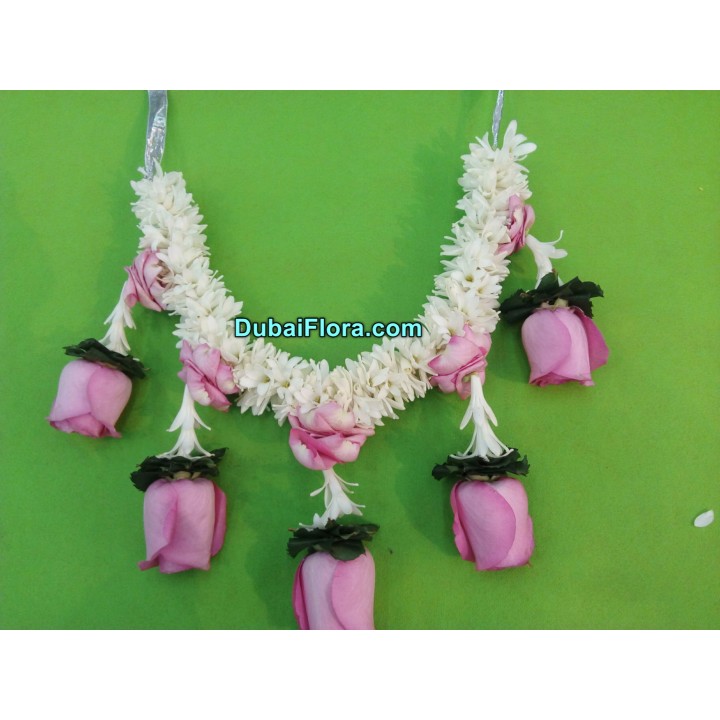 Fresh Bridal Flower Jewellery Set – Tuberose & Pink Rose (Full Set for Bride)