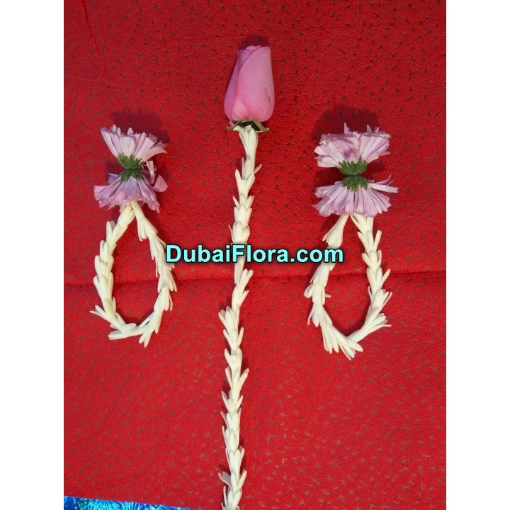 Fresh Bridal Flower Jewellery Set – Tuberose & Pink Rose (Full Set for Bride)