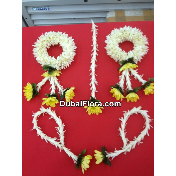 Fresh Bridal Flower Jewellery Set – Tuberose & Yellow Chrysanthemums