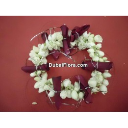 Fresh Jasmine Kangan Bracelets with Red Rose Petals – Price for 1 Piece