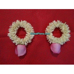Fresh Tuberose Flower Bracelet with Pink Rose (2 Pieces)