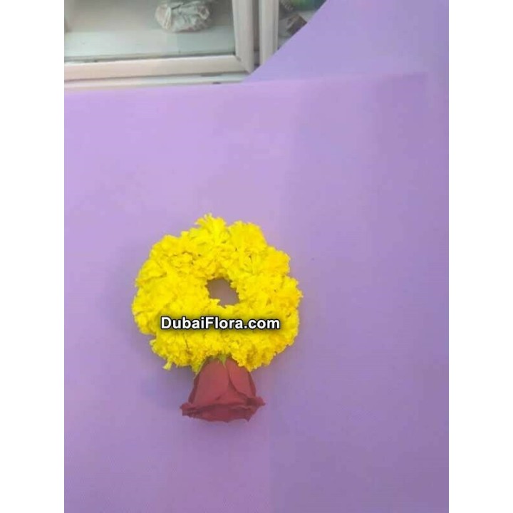 Fresh Marigold Bracelet Kangan with Rose – Price for 1 Piece
