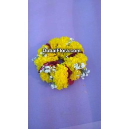 Fresh Marigold Kangan Bracelet with Rose Petals – Price for 1 Piece
