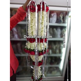 Tuberoses and Red Roses Garland Fresh - 32 Inches
