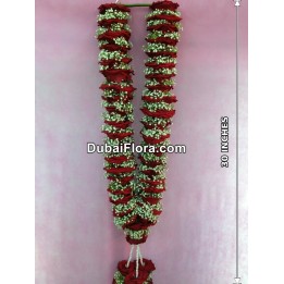 Fresh Red Roses & Baby’s Breath (Gypsophila) Garland – 30 Inches