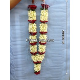 Fresh Flower Garland Of Tuberoses & Fresh Red Roses 30 Inches
