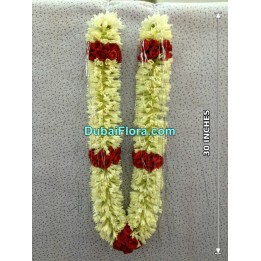 Tuberose and Fresh Baby Red Roses Garland 30 Inches
