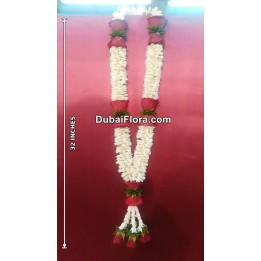 Fresh Tuberose and Red Roses Garland