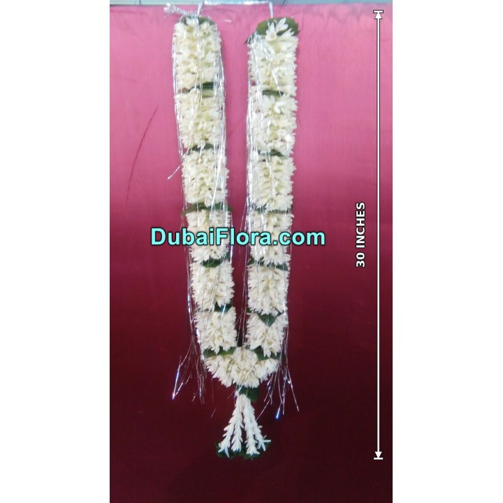 Fresh Tuberose with Green Leaves Garland