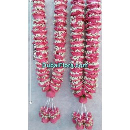 Fresh Pink Roses Garland Pair (2 Pcs)