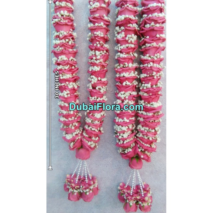 Fresh Pink Roses Garland Pair (2 Pcs)