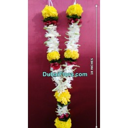 Fresh Tuberose and Marigold Garland with Rose Petals