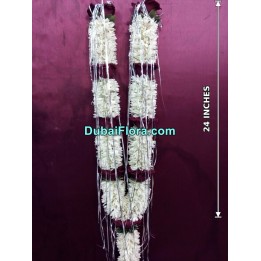 Fresh Tuberose and Red Roses Garland
