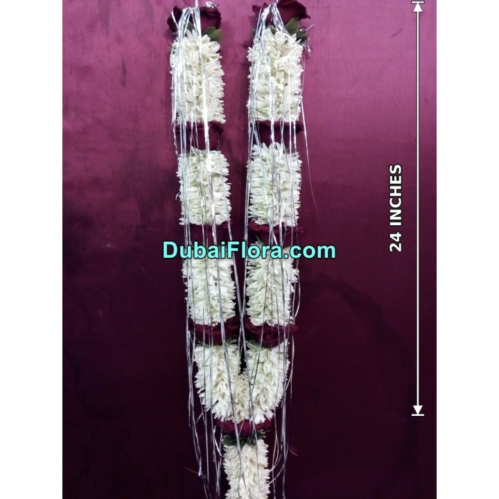 Fresh Tuberose and Red Roses Garland