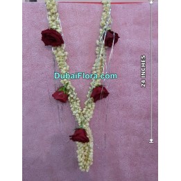 Fresh Jasmine and Red Roses Garland