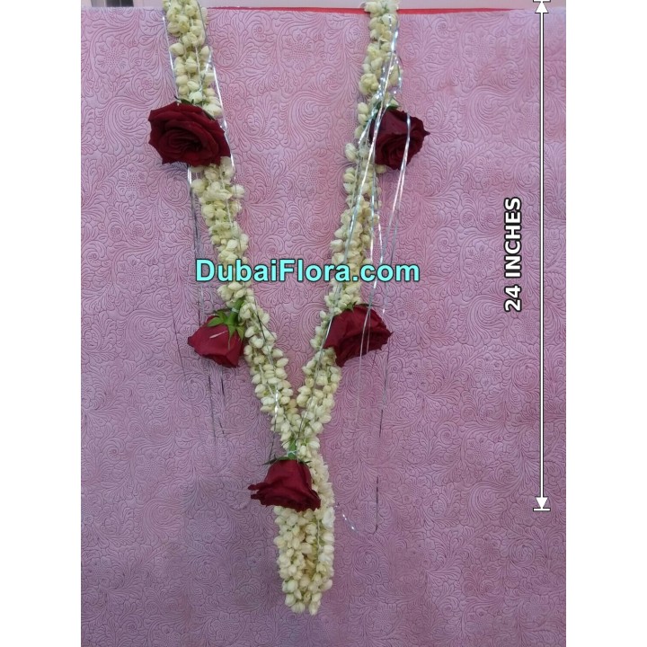 Fresh Jasmine and Red Roses Garland