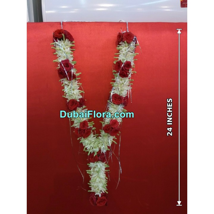 Fresh Tuberose and Red Roses Garland