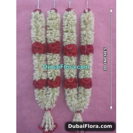 Fresh Pair of Tuberose and Red Roses Garland