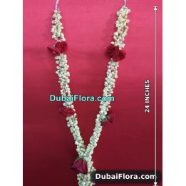 Fresh Jasmine Garland with Roses