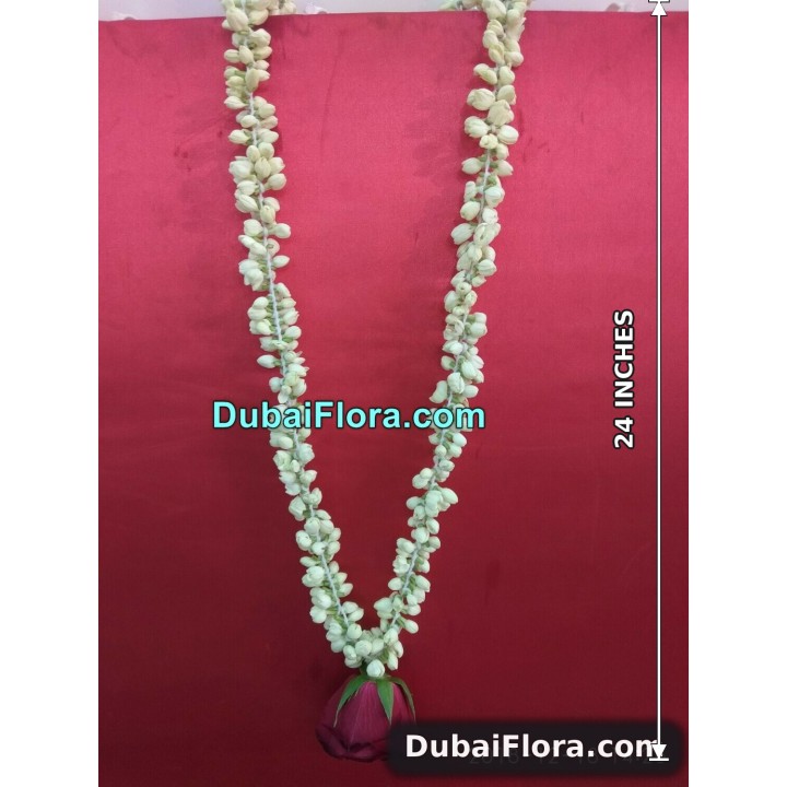Fresh Jasmine Garland with Rose