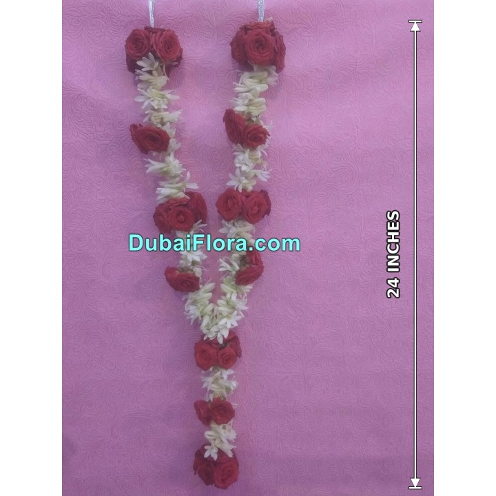 Fresh Tuberose and Roses Garland