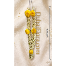 Fresh Jasmine & Yellow Marigold Garland – 24 Inch Haar Mala for Weddings & Celebrations in Dubai
