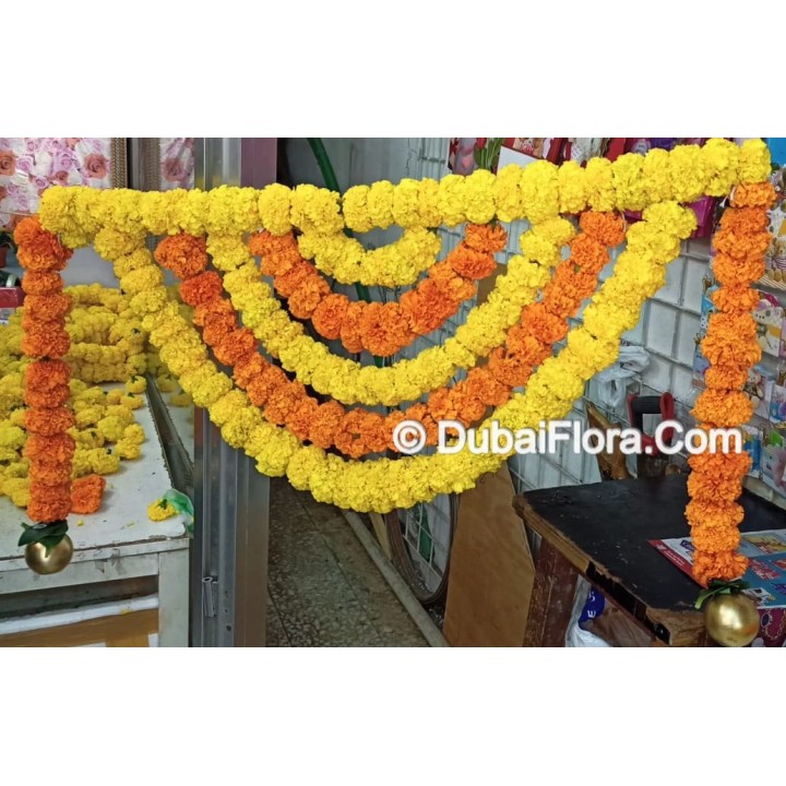 Diwali Toran For Home|Office|Shop|Showroom Fresh Flowers Orange & Yellow