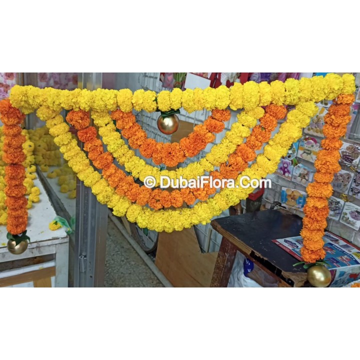 Diwali Toran Fresh Flowers In Dubai For Home|Office|Shop|Showroom Fresh Flowers Orange, Yellow & Gold