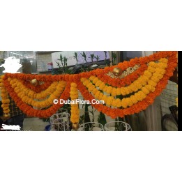 Multi Coloured Fresh Flowers Toran For Diwali In Dubai Marigold, Jasmine
