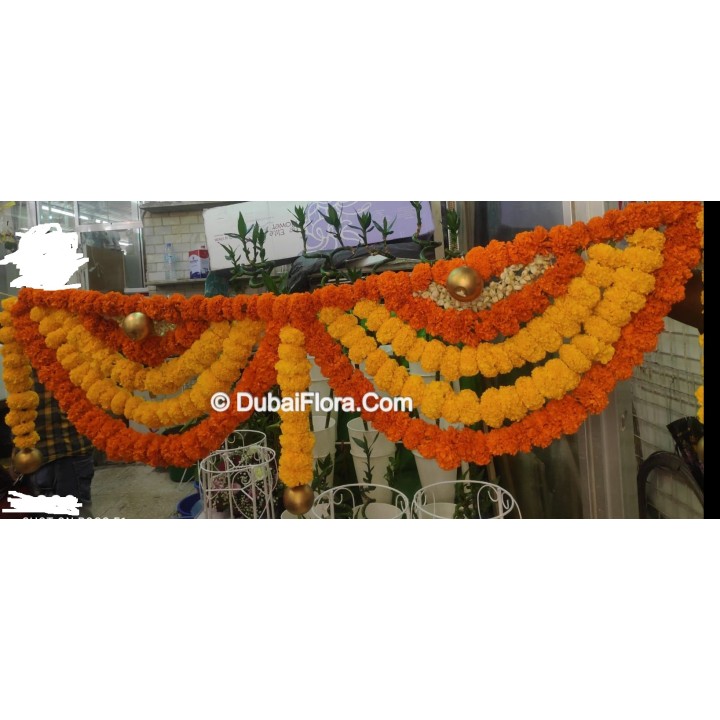 Multi Coloured Fresh Flowers Toran For Diwali In Dubai Marigold, Jasmine