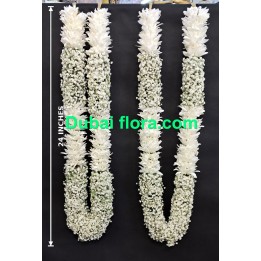 Fresh Pair of Garland with Gypsophila and White Chrysanthemums