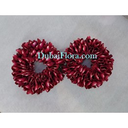 Fresh Pair of Red Rose Petals Bracelet in Wire