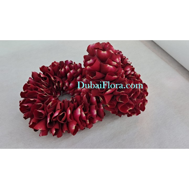 Fresh Pair of Red Rose Petals Bracelet in Wire