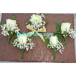 Fresh Boutonnieres with White Rose and Gypsophila