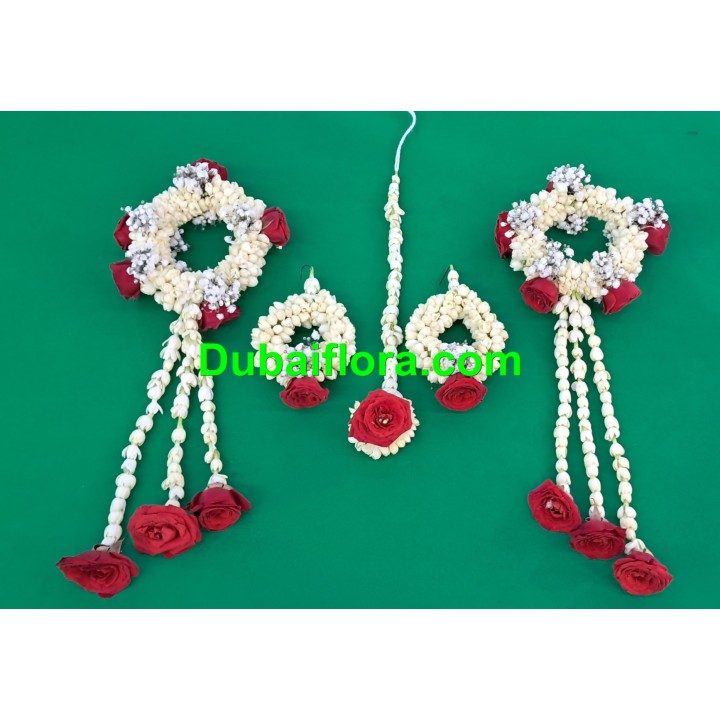 Fresh Bridal Set for Bride with Jasmine, Baby Roses and Gypsophila
