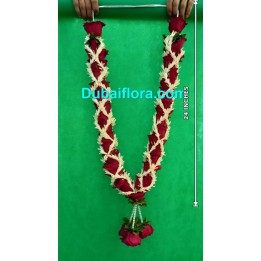 Fresh Red Rose Garland with a Touch of Tube Roses