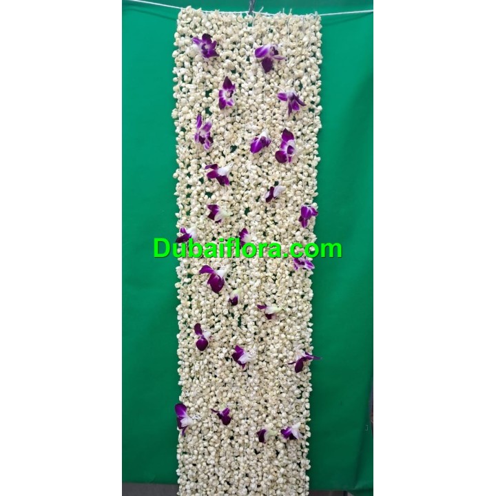 Shawl Dupatta for bride 6X1 feet with Fresh jasmine and orchid