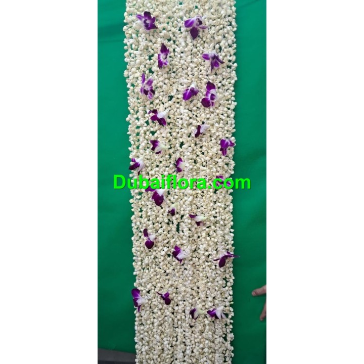 Shawl Dupatta for bride 6X1 feet with Fresh jasmine and orchid