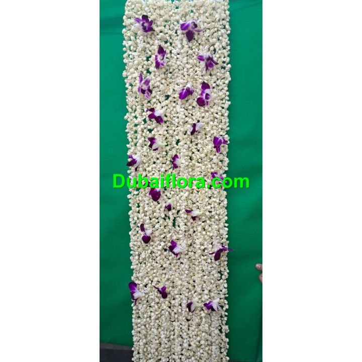 Shawl Dupatta for bride 6X1 feet with Fresh jasmine and orchid
