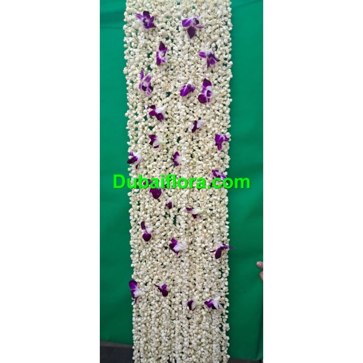 Shawl Dupatta for bride 6X1 feet with Fresh jasmine and orchid