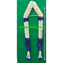 Graduation Garland with Fresh Tube Roses and Blue Orchid