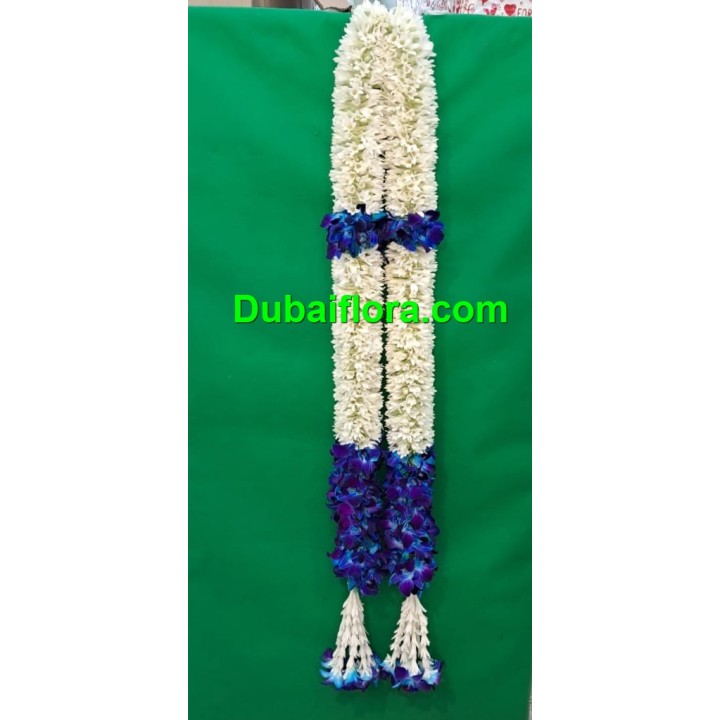 Graduation Garland with Fresh Tube Roses and Blue Orchid