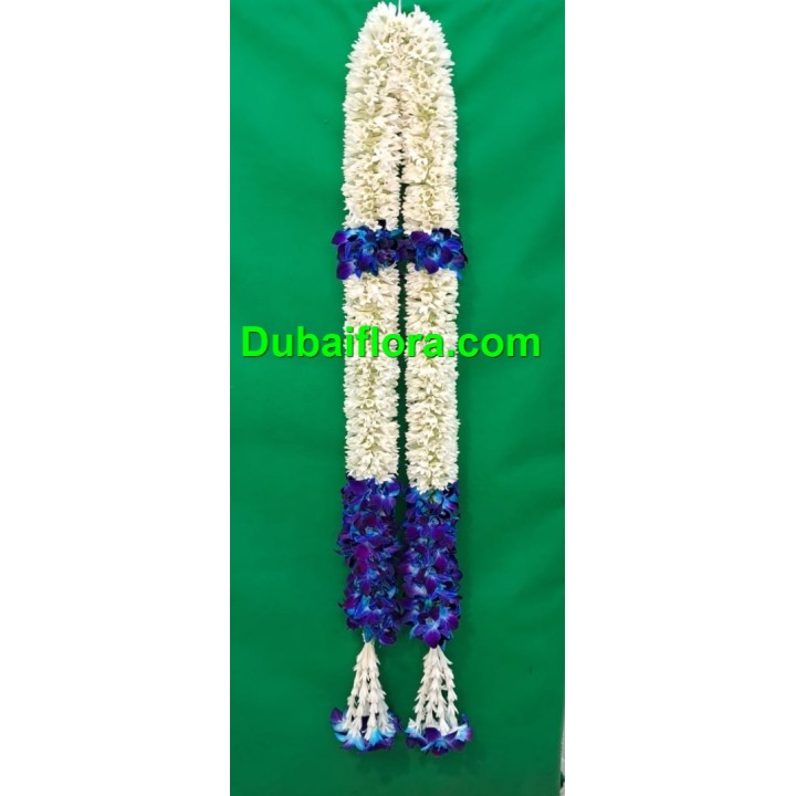 Graduation Garland with Fresh Tube Roses and Blue Orchid