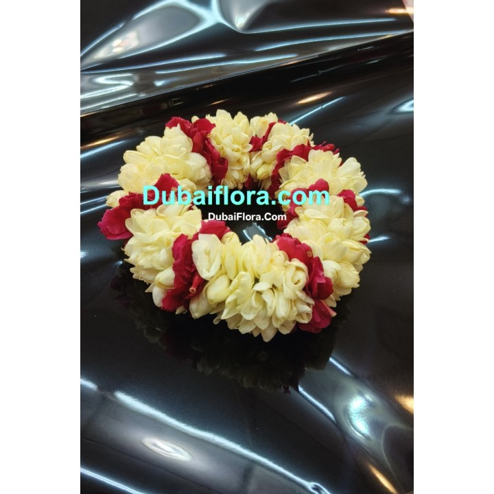 Fresh Jasmine Kangan with Rose Petals