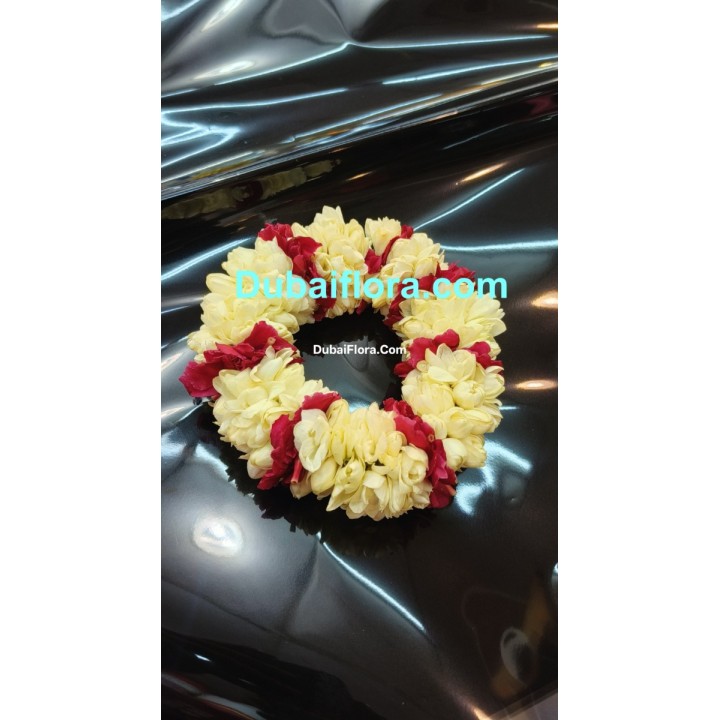 Fresh Jasmine Kangan with Rose Petals