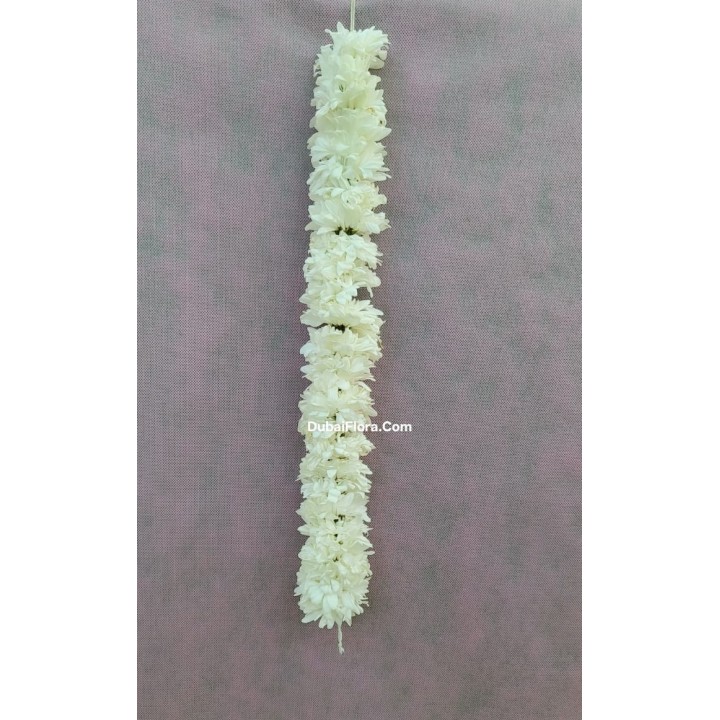 White Chrysanthemum Flower String – 1 Meter (Fresh Garland for Ceremonies & Decoration)