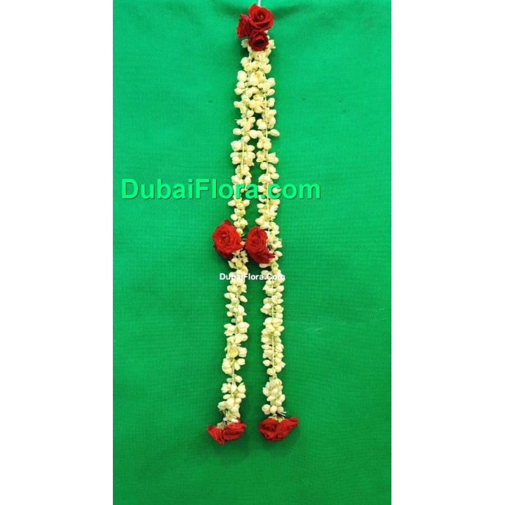 Fresh Jasmine Gajra for Hair with Roses